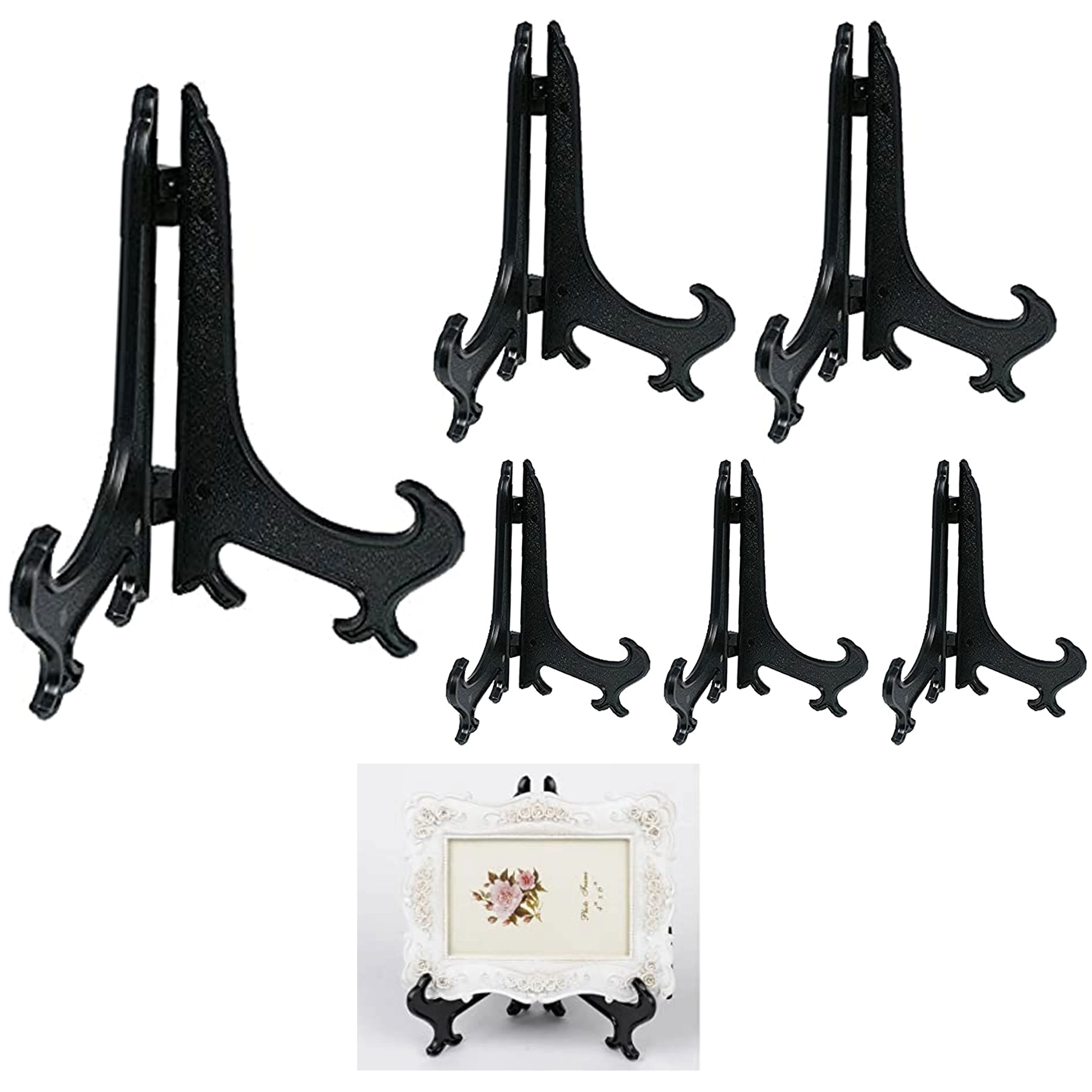12 Black Display Easel Stand Decorative Plate Holder Picture 4.5" 6.5" 9.75"