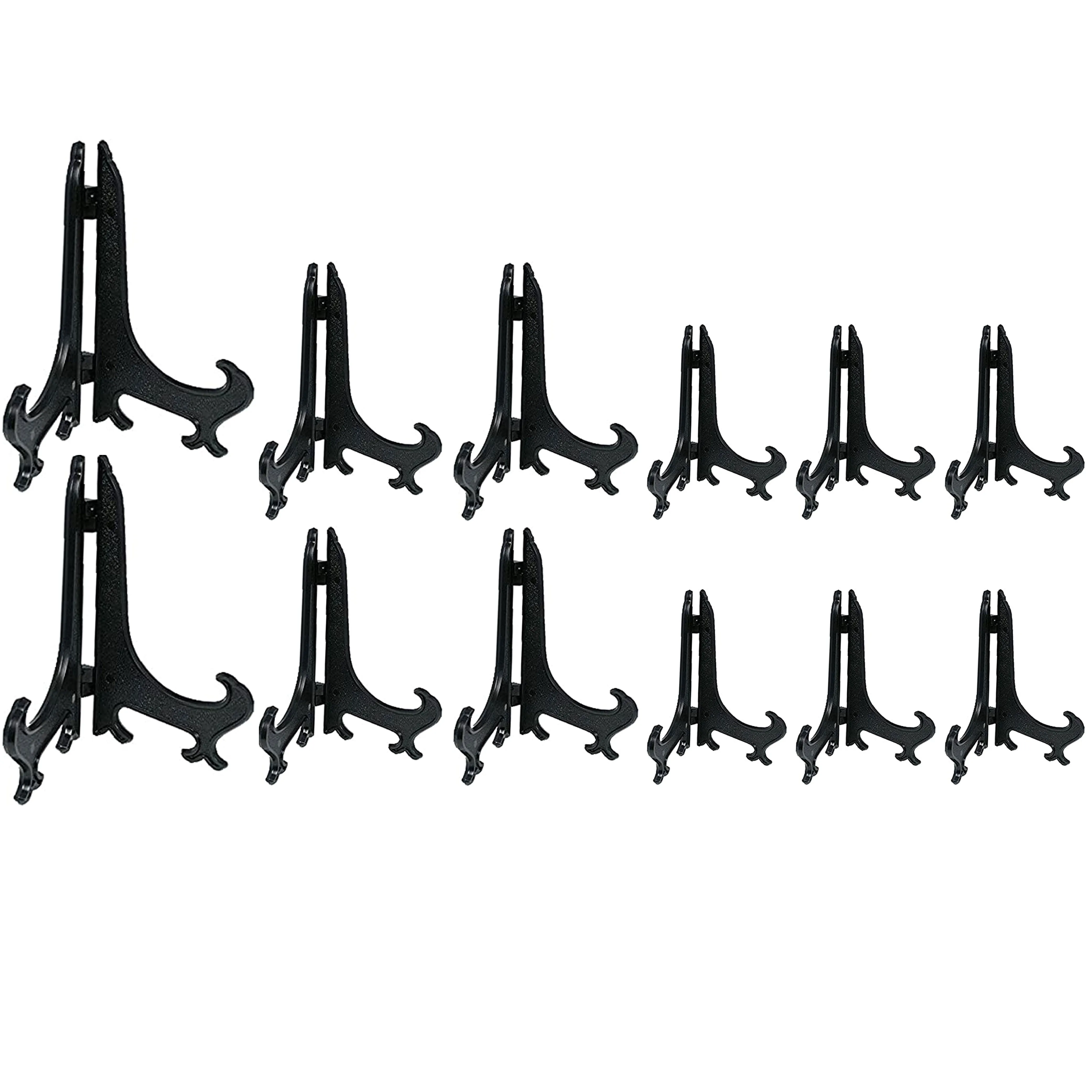 12 Black Display Easel Stand Decorative Plate Holder Picture 4.5" 6.5" 9.75"