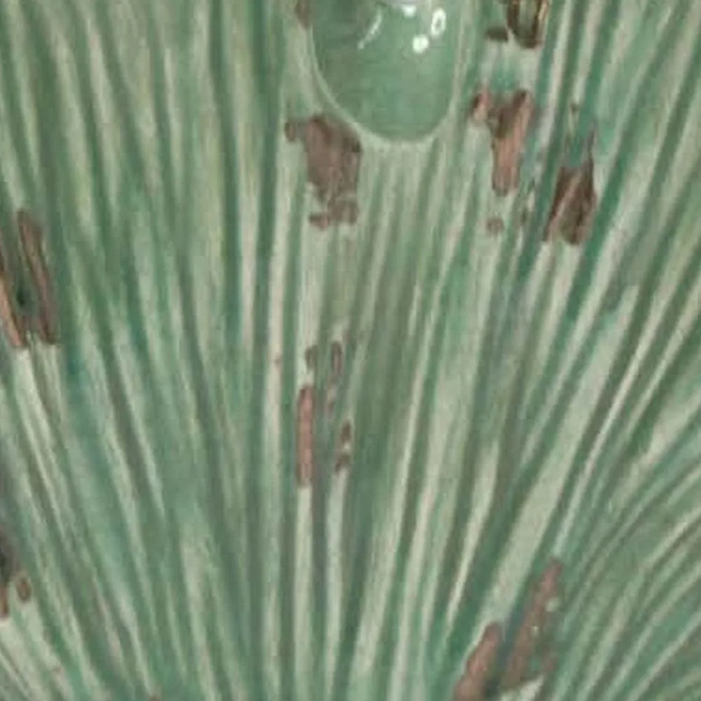 18 Inch Accent Vase, Intricate Kelp Design, Green Ceramic, Brown Accents By Casagear Home