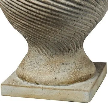 22 Inch Lidded Vase with Turned Finial Design and Swirl Pattern, White By Casagear Home