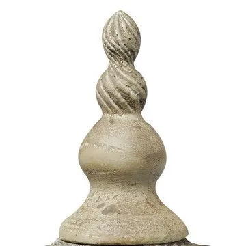 22 Inch Lidded Vase with Turned Finial Design and Swirl Pattern, White By Casagear Home