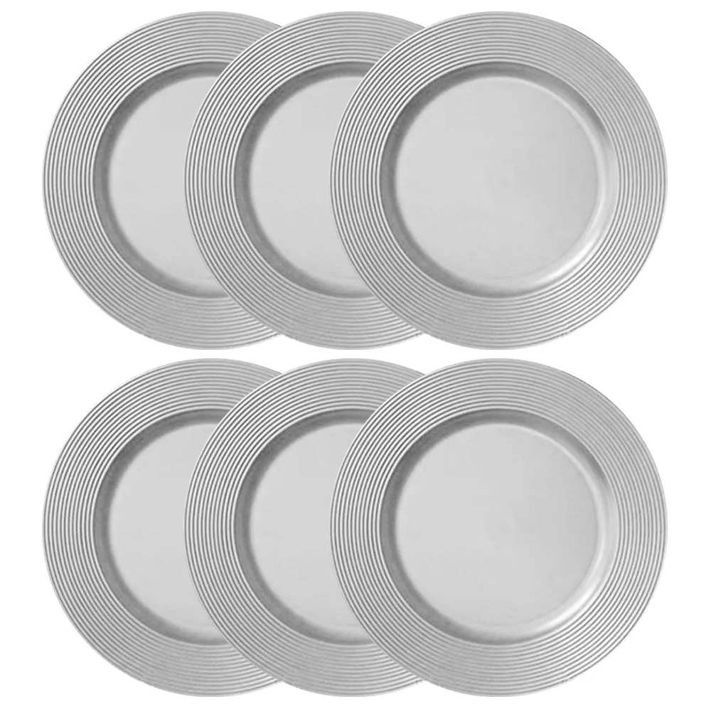 6 X Silver Round 13" Charger Plate Centerpiece Dinner Dining Table Setting Decor