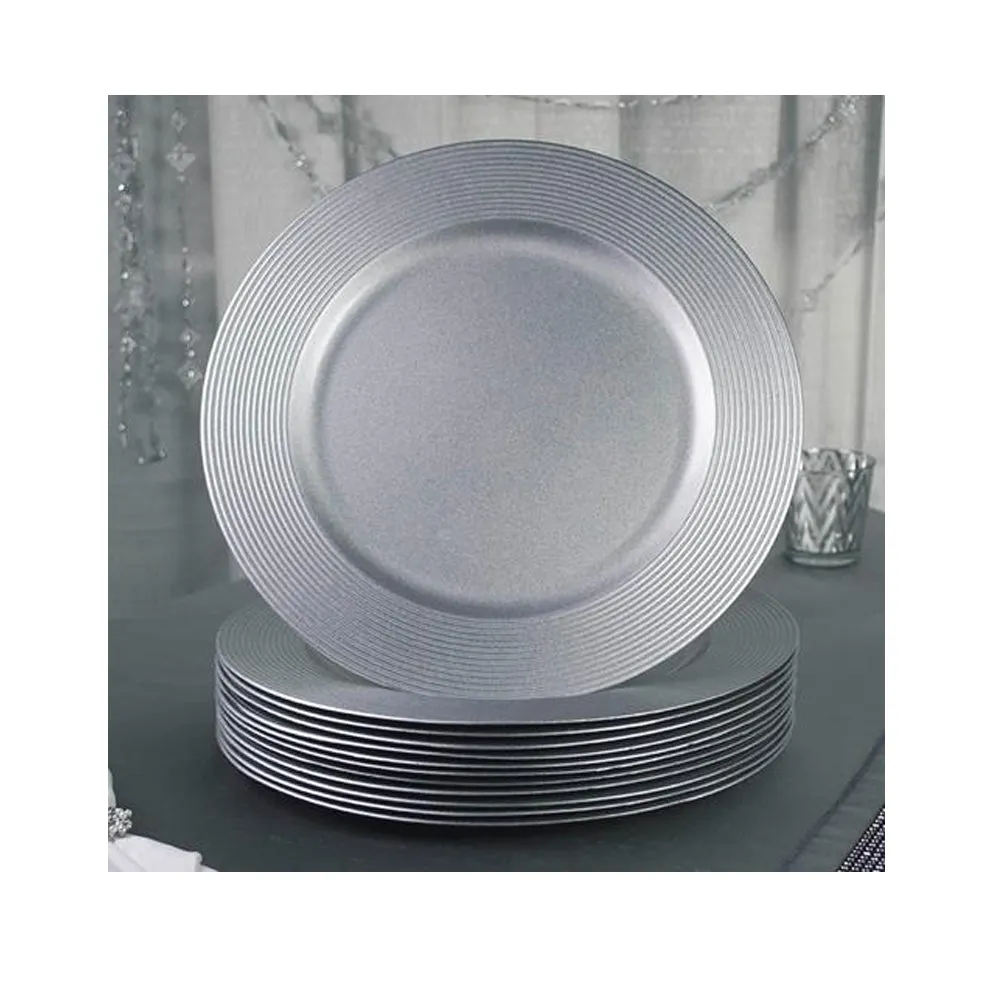 6 X Silver Round 13" Charger Plate Centerpiece Dinner Dining Table Setting Decor
