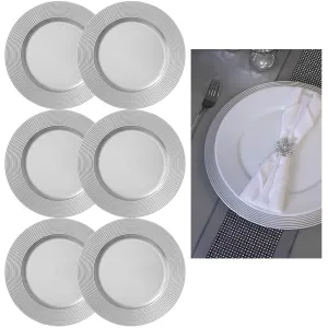 6 X Silver Round 13" Charger Plate Centerpiece Dinner Dining Table Setting Decor
