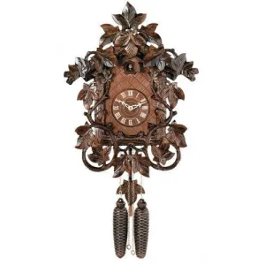 8-Day Cuckoo Clock With Intricate Hand-Carved Maple Leaves And Vines