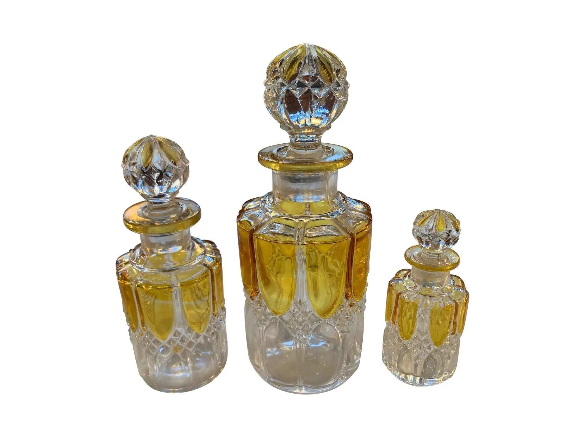 A. collection of seven Val Sat Lambert 1920s perfume bottles.