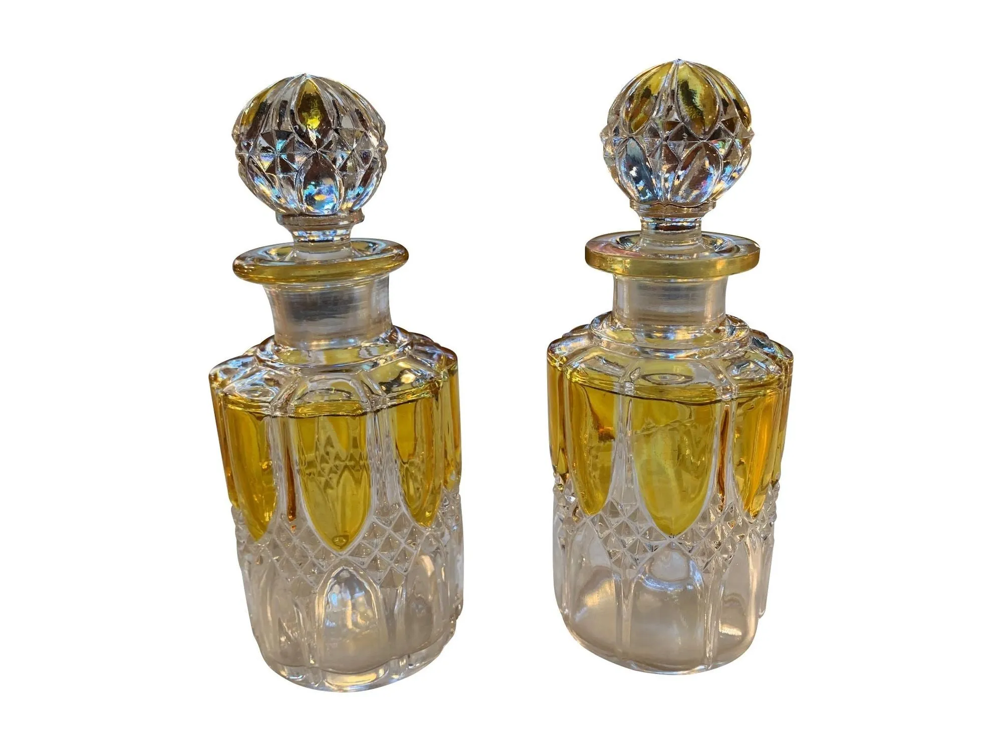 A. collection of seven Val Sat Lambert 1920s perfume bottles.