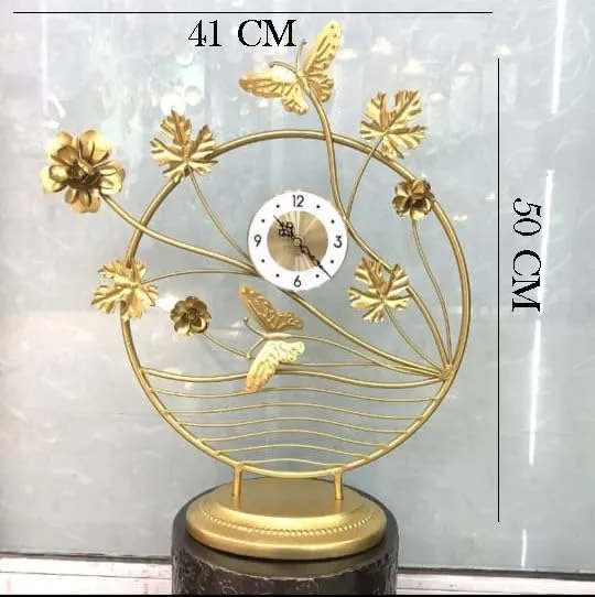 Abhsant Analog Clocks,Butterfly Pattern Design Metal Clock Non-Ticking Silent,Battery Operated,for Bedroom,Bedside Desktop (AB-09)