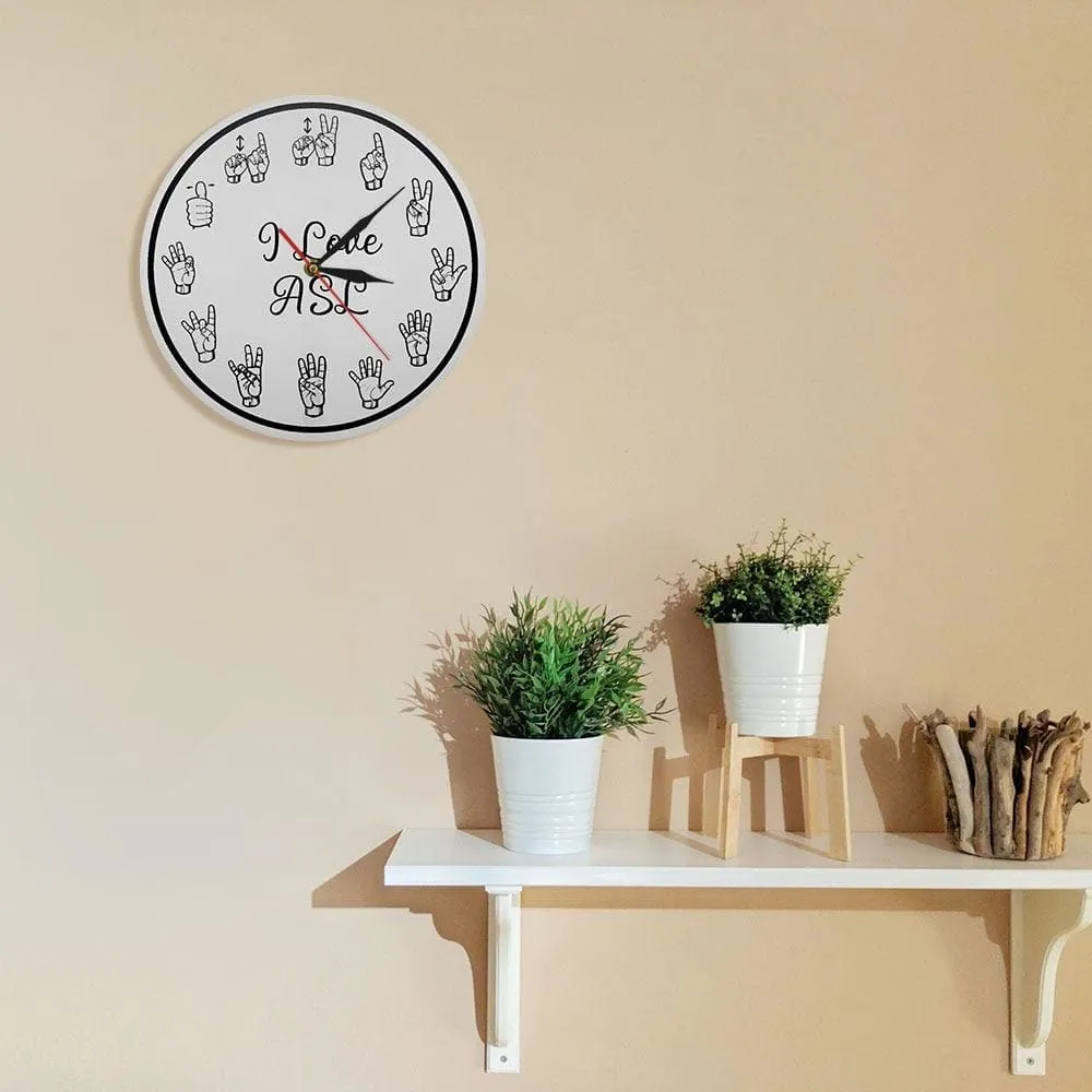 American Sign Language Numbers Wall Clock Asl Silent Clock Educational Decor