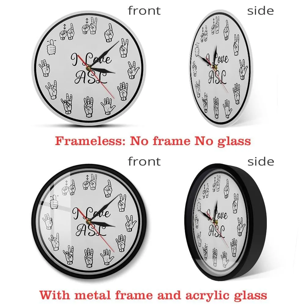 American Sign Language Numbers Wall Clock Asl Silent Clock Educational Decor