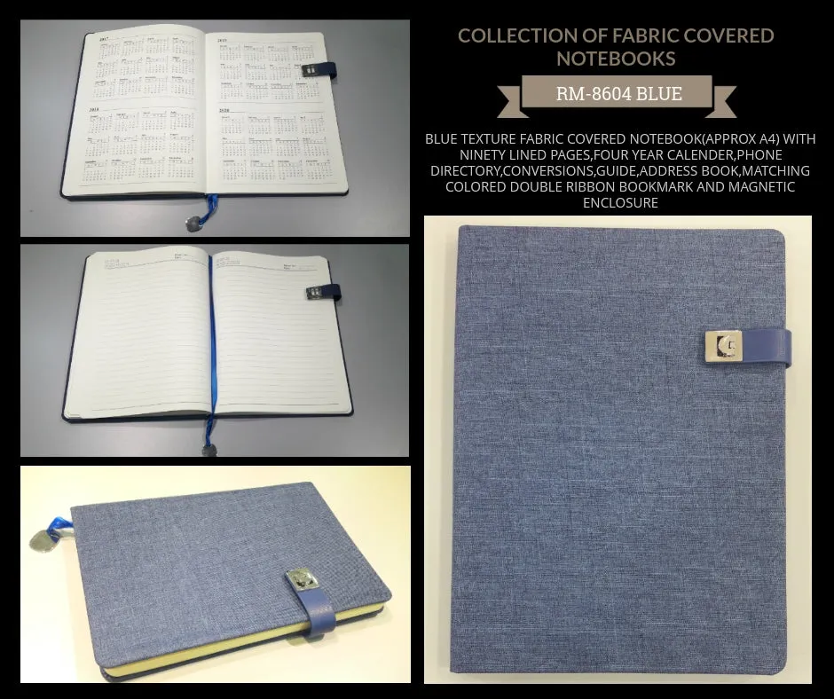 AMS-RM-8604 - BLUE - A4 size Fabric Notebooks
