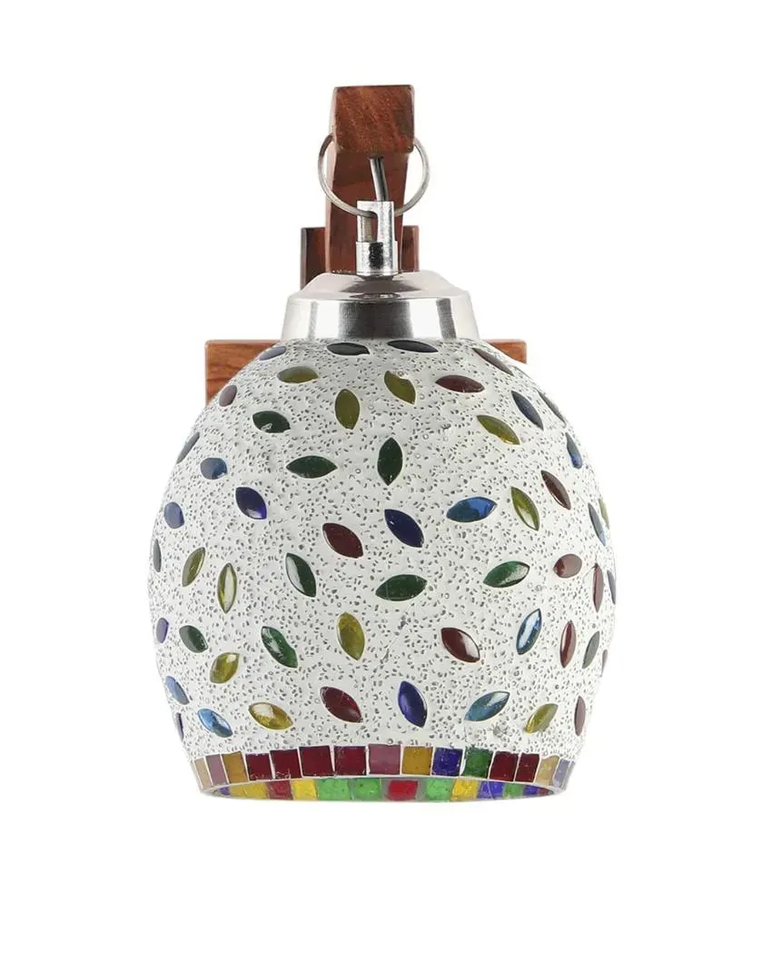 Apex Mosaic Multicolor Glass Wooden Wall Lamp