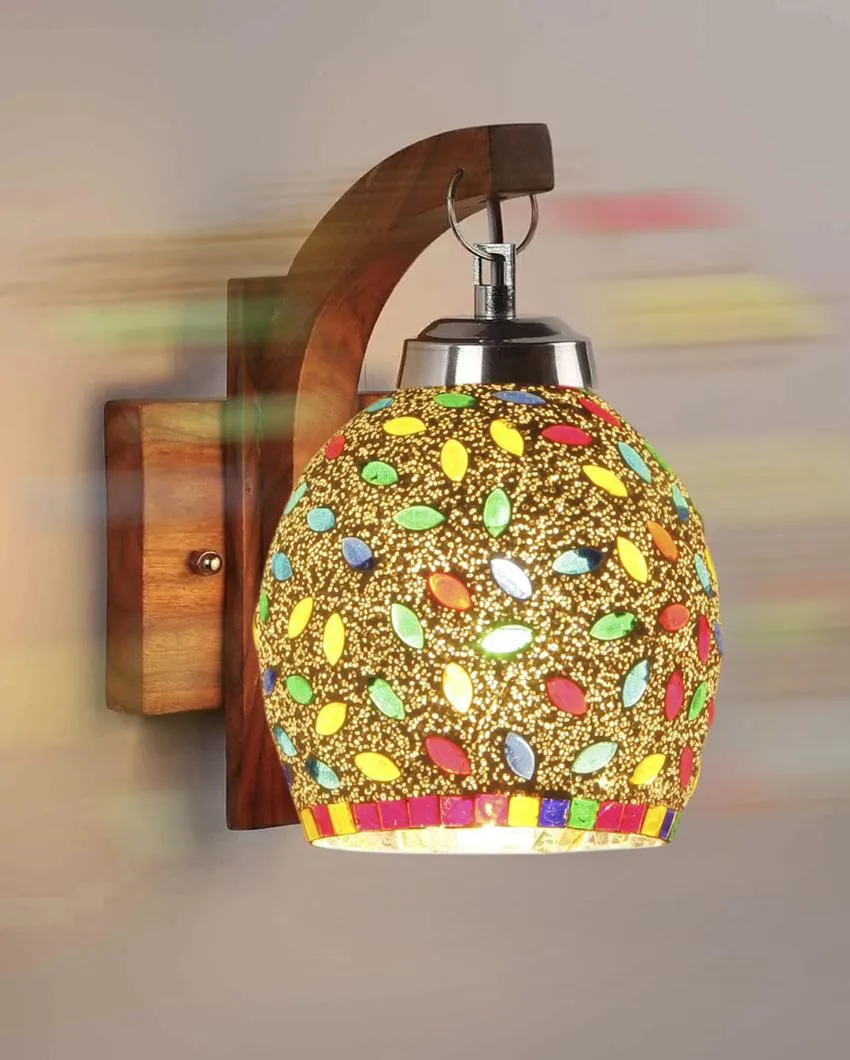 Apex Mosaic Multicolor Glass Wooden Wall Lamp