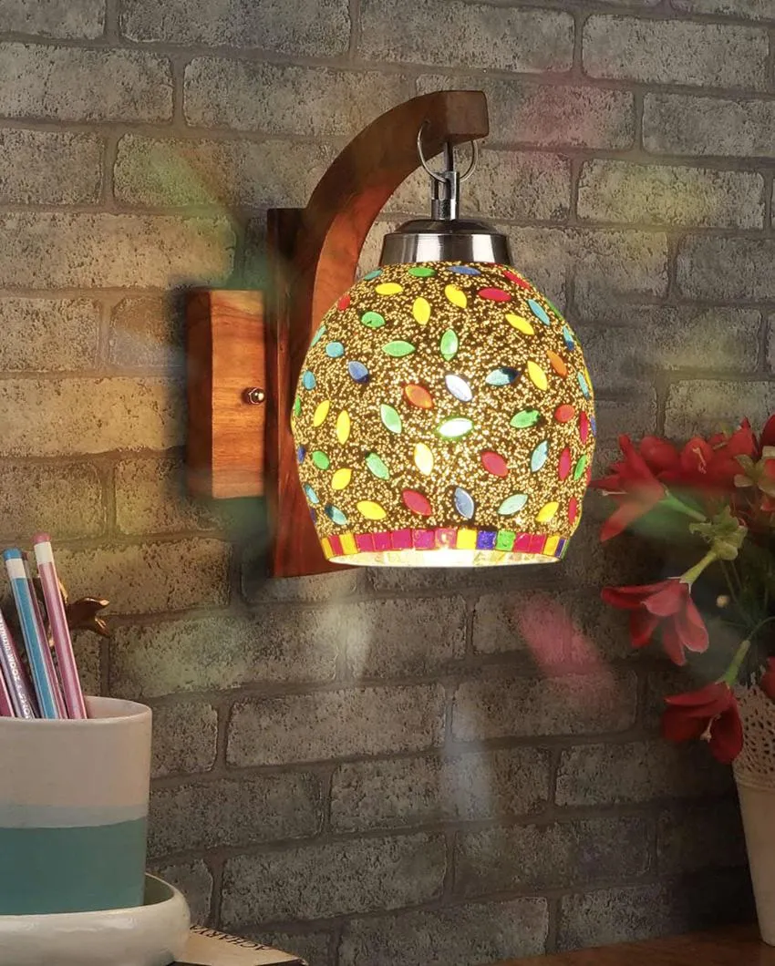 Apex Mosaic Multicolor Glass Wooden Wall Lamp