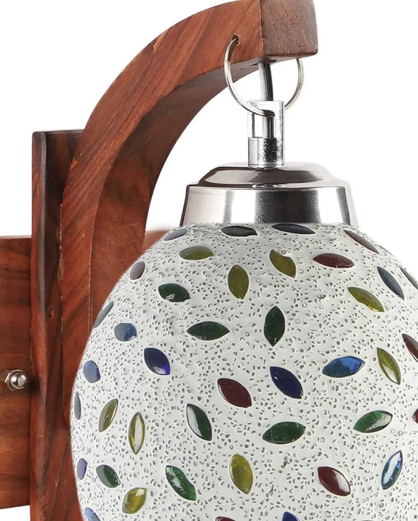 Apex Mosaic Multicolor Glass Wooden Wall Lamp