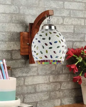 Apex Mosaic Multicolor Glass Wooden Wall Lamp