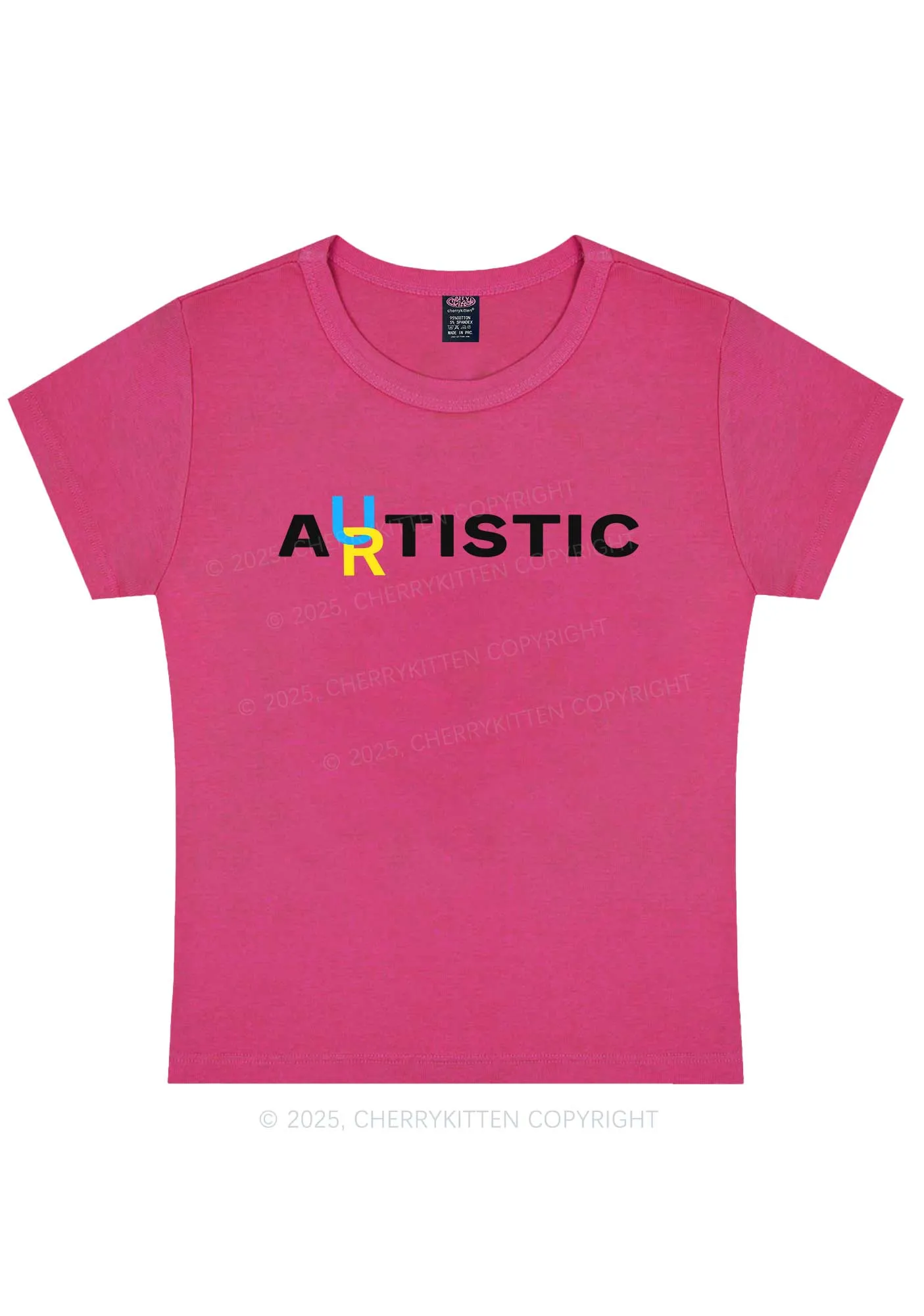 Autistic Artistic Y2K Baby Tee Cherrykitten