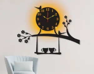 Birds On Tree Wooden Wall Clock