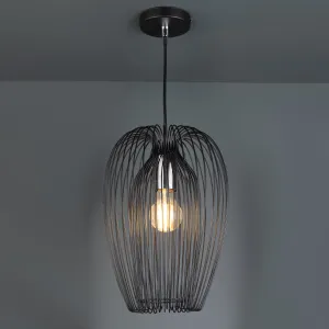 Biscay Single Black & Chrome Pendant Ceiling Light