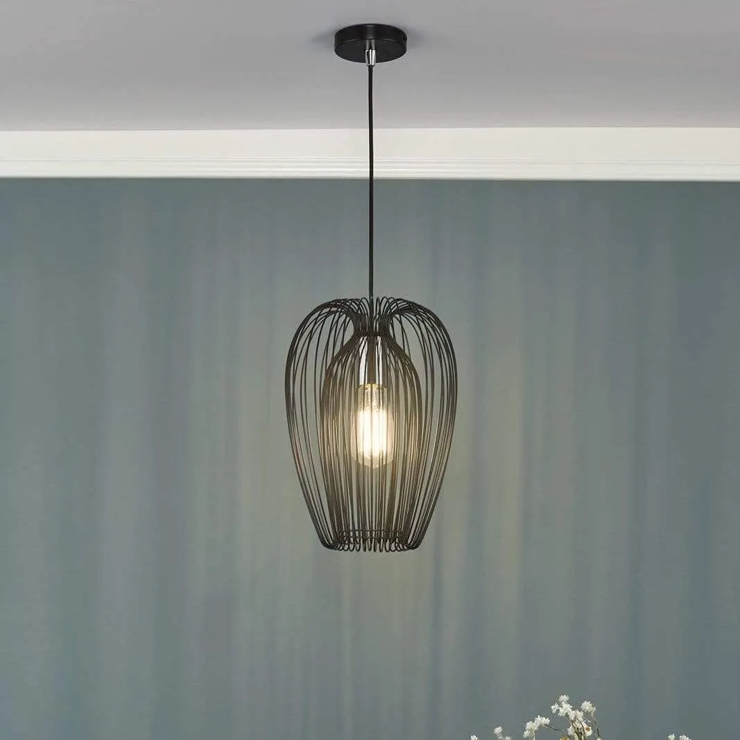Biscay Single Black & Chrome Pendant Ceiling Light