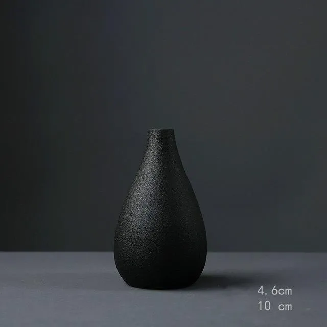 Black as Night Textured Ceramic Vases
