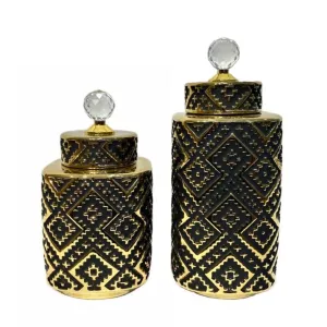 Black Glamour Ceramic Vase (Set of 2)