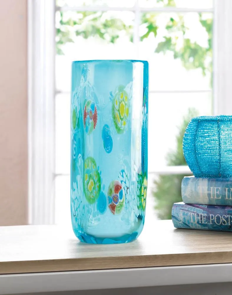 Blue Floral Straight Vase