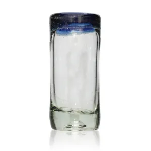 Blue Rim Shot Glass - Recycled Glass