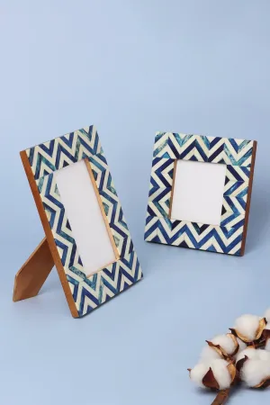Blue Wave Chevron Pattern Stylish Photo Frames