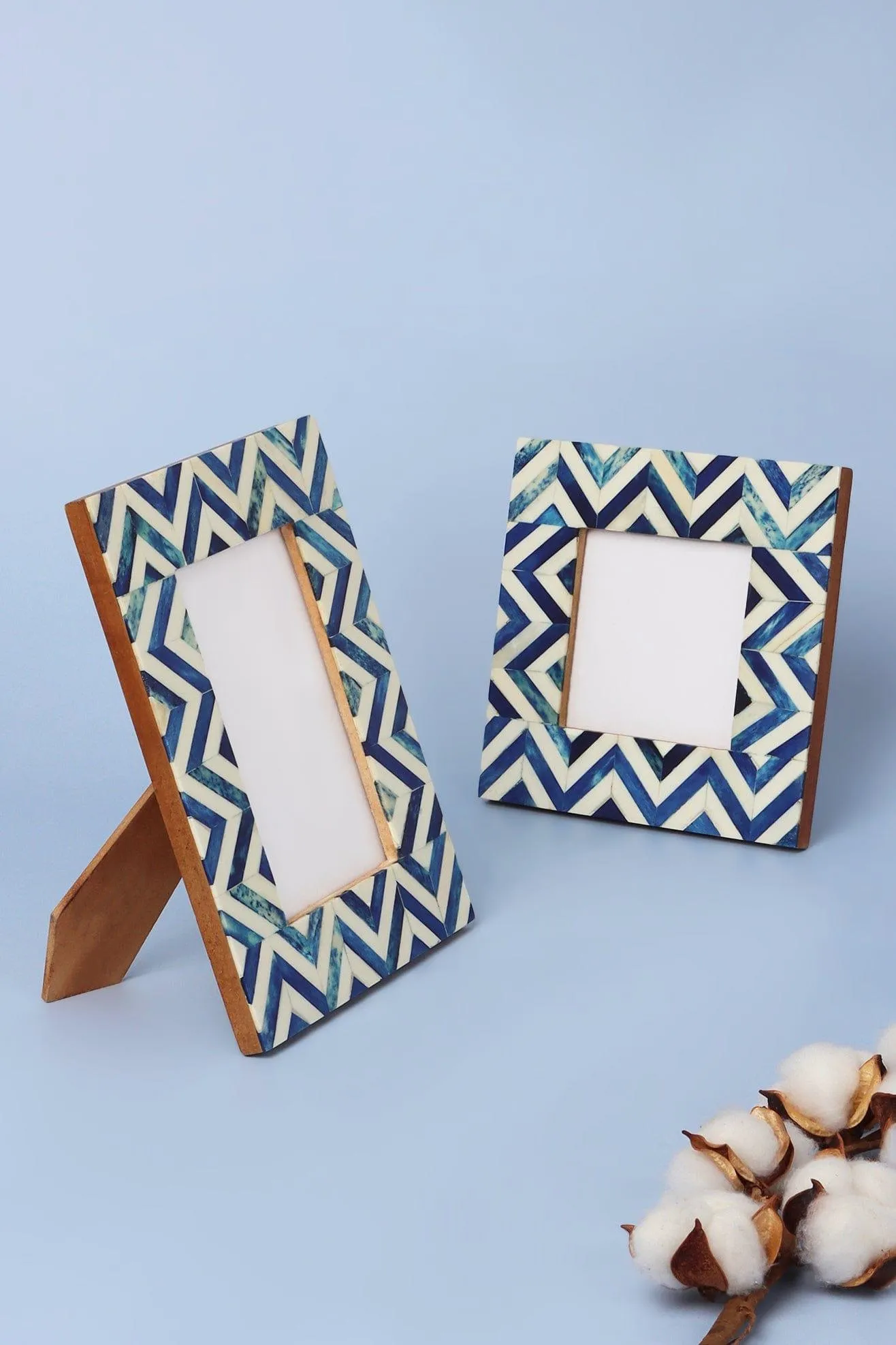 Blue Wave Chevron Pattern Stylish Photo Frames