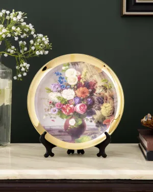 Bouquet of Flowers Gold Decorative Plate - 8"
