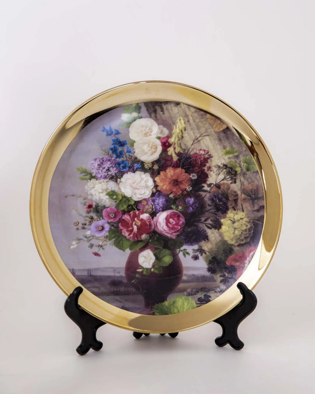 Bouquet of Flowers Gold Decorative Plate - 8"