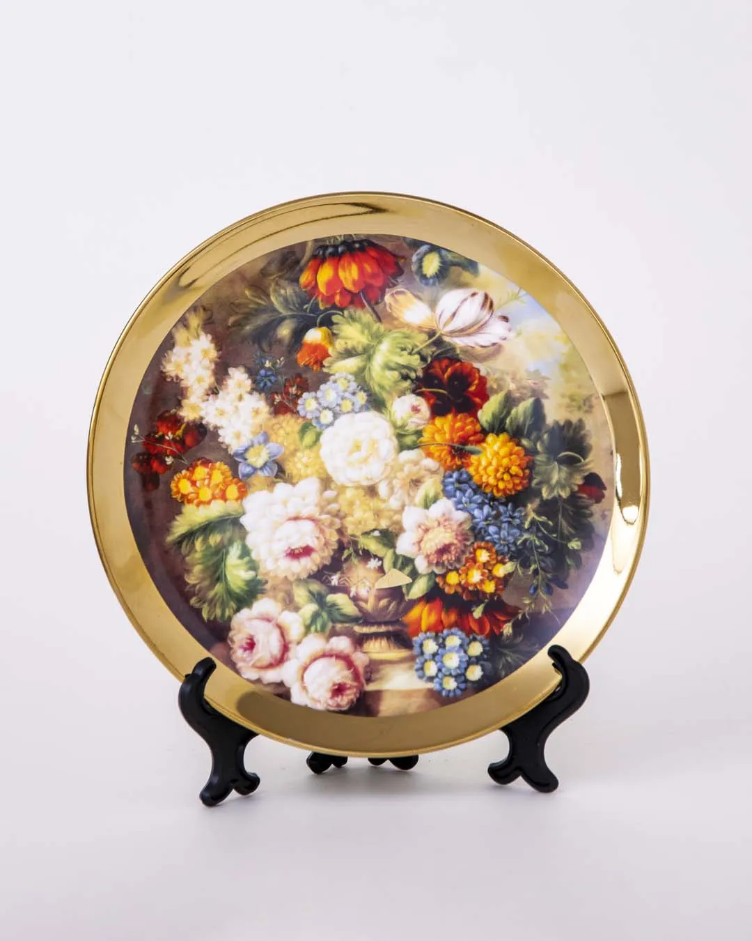 Bouquet of Flowers Gold Decorative Plate - 8"