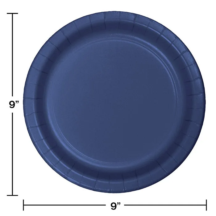 Bulk Navy Sturdy Style 8.75 inch 8.75 inch Paper Dinner Plates (240 per Case)