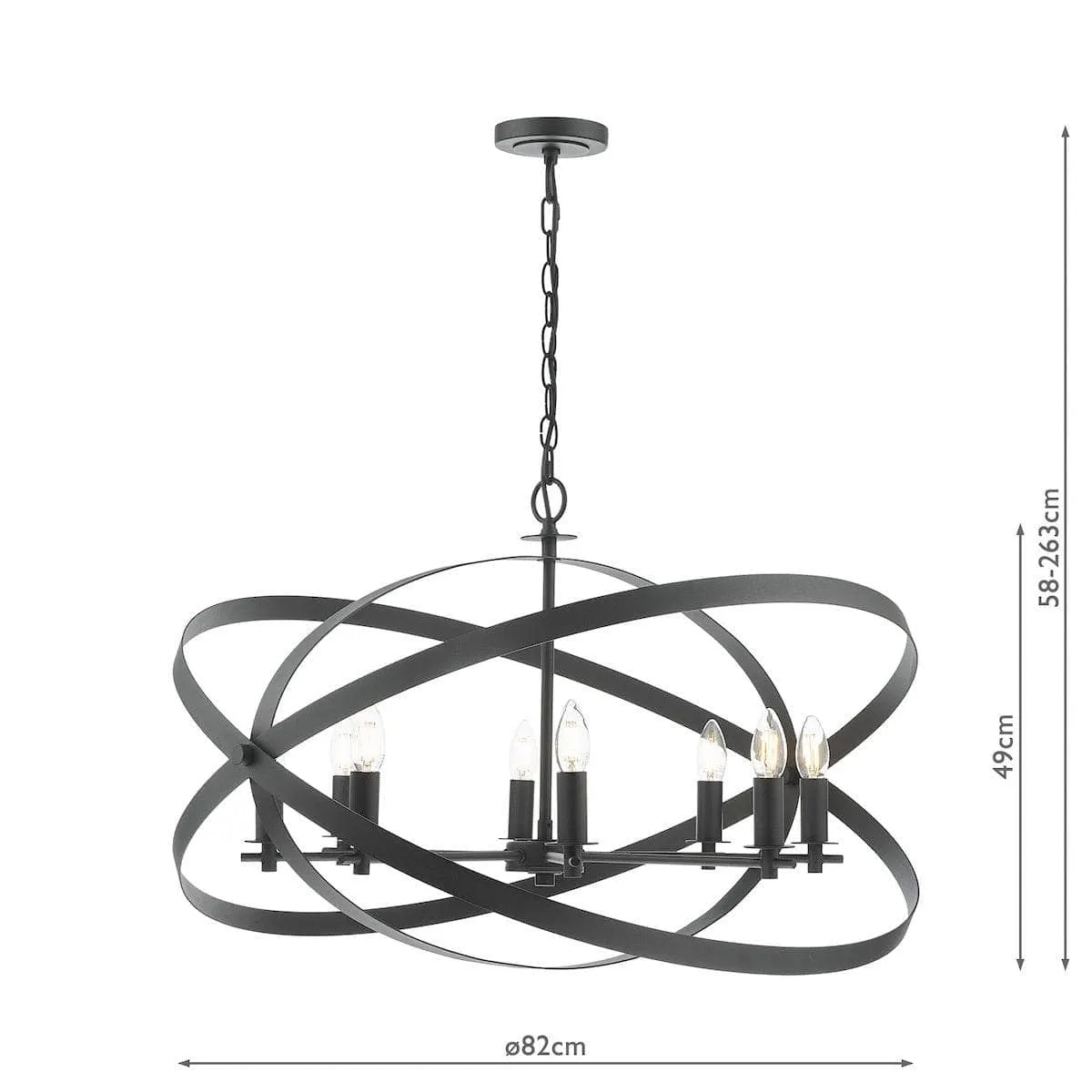 Cadiz 8 Light Pendant Light - Black