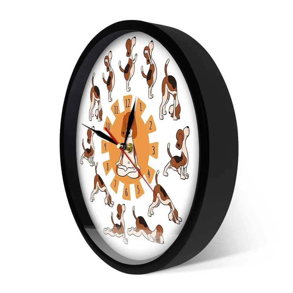 Cartoon Funny Dog Doing Yoga Position of Surya Namaskara Doggy Style Yoga Wall