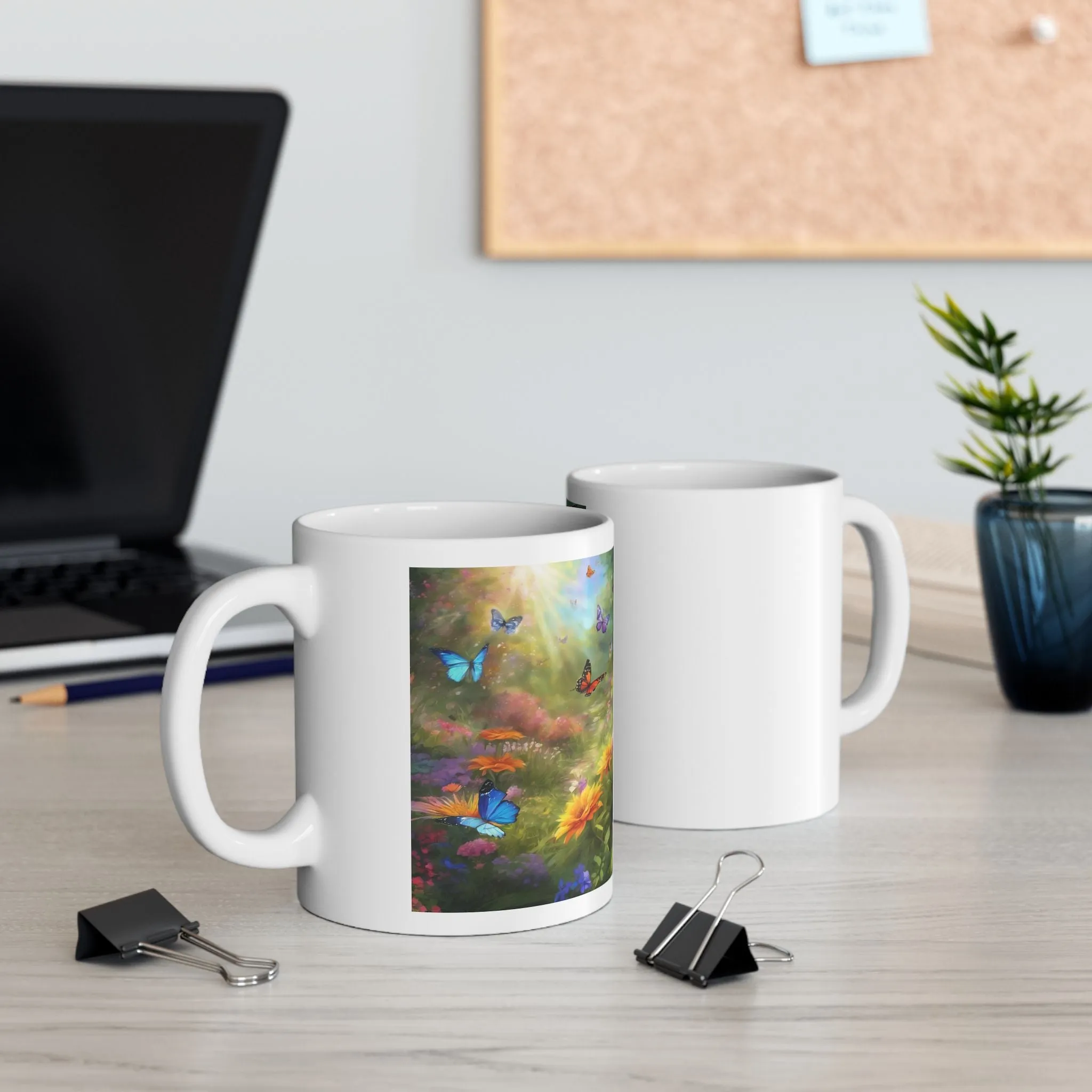 Ceramic Mug, (11oz, 15oz) Butterflies Mug Side
