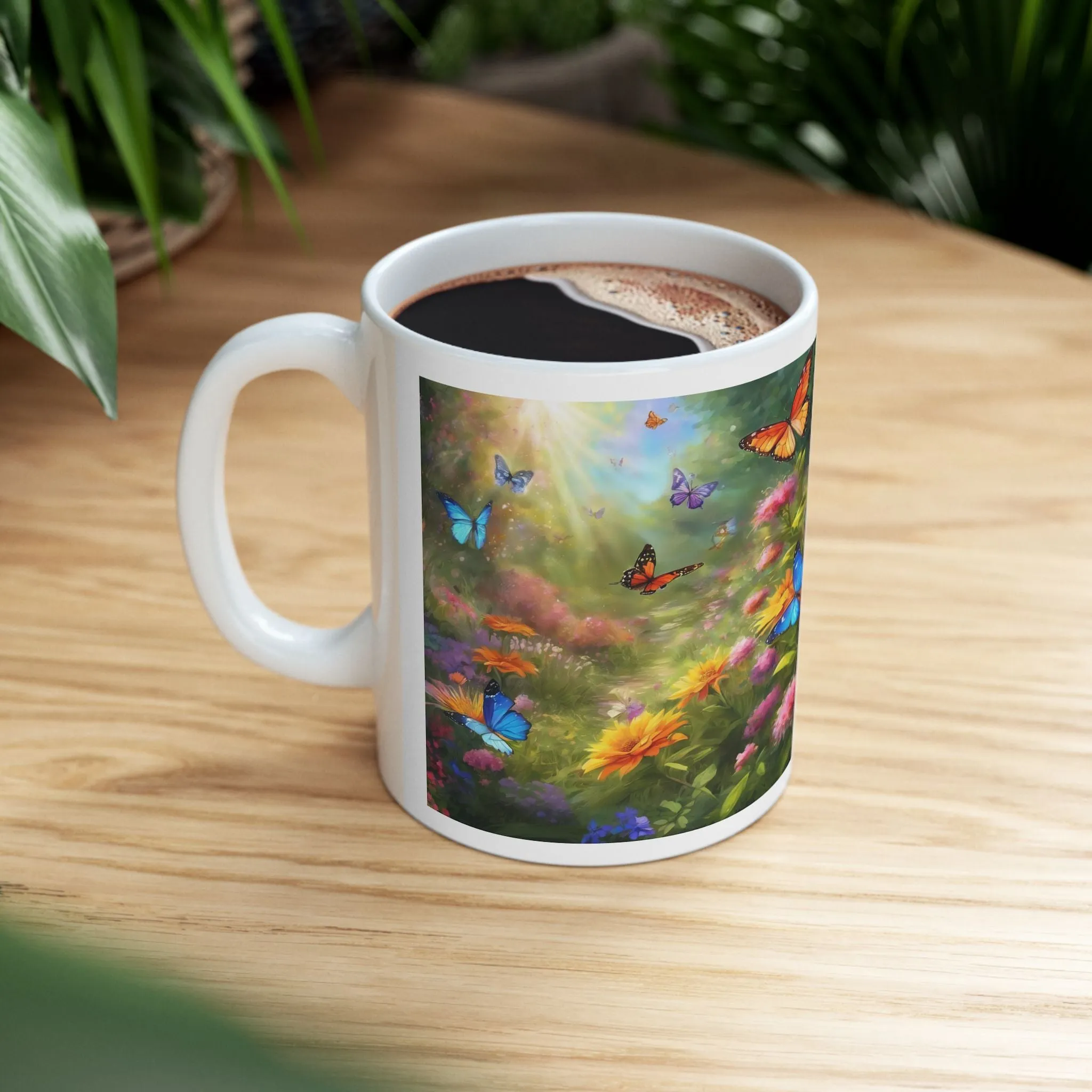 Ceramic Mug, (11oz, 15oz) Butterflies Mug Side