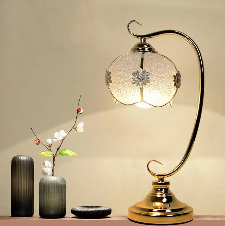 Chinese Retro Water Drop Acrylic Lampshade Hardware Base 1-Light Table Lamp
