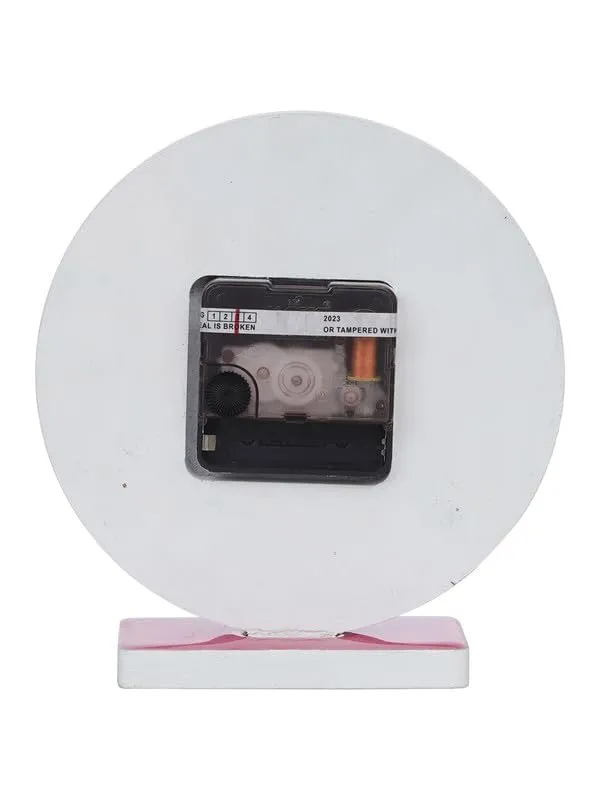 CHRONIKLE Beautiful EpoxyResin Round Handmade White and Pink Flower Art Analog Table Top Office Desk Clock for Home Decoration Gifts (Size: 15 x 4.5 x 17 CM | Weight: 227 grm)