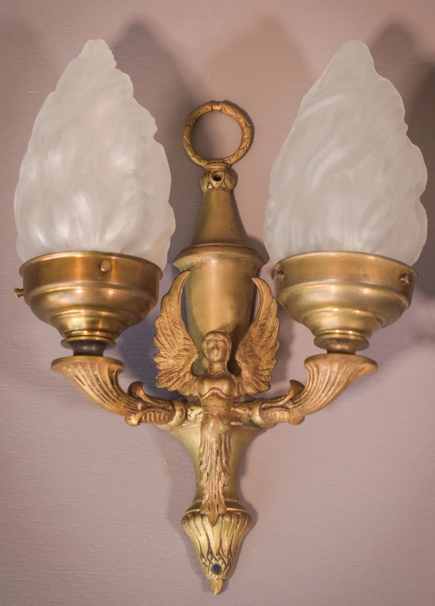 Classical Style - Pair of Wall Lamps with Angels