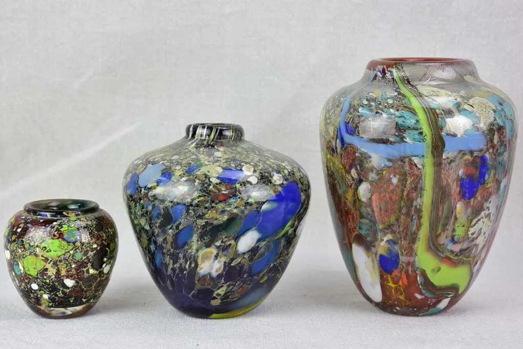 Collection of three Murano glass vases from the 1950's