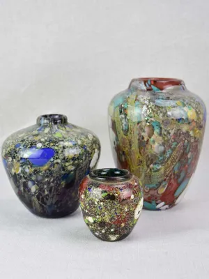 Collection of three Murano glass vases from the 1950's