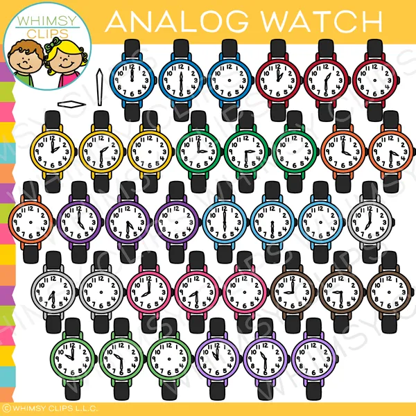 Colorful Analog Watch Clip Art