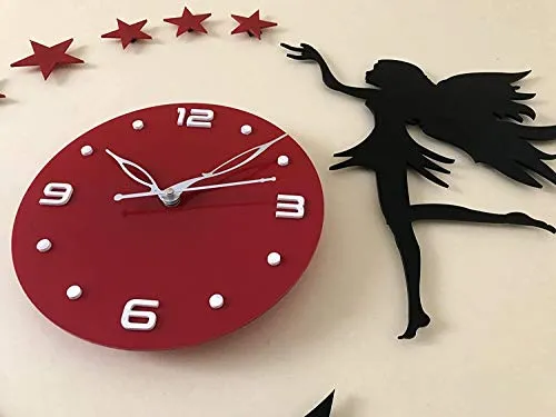 Colorful Wall Clocks, 3D Fairy and Star Wall Art Sticker Clock, Wall Clocks for Living Room, Bedroom Wall, Home and Office