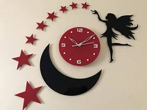 Colorful Wall Clocks, 3D Fairy and Star Wall Art Sticker Clock, Wall Clocks for Living Room, Bedroom Wall, Home and Office