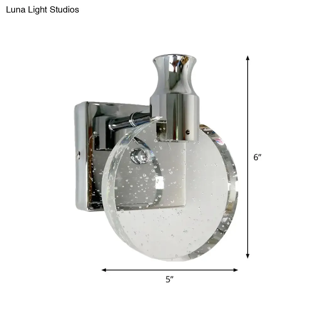Contemporary Crystal LED Circle Wall Sconce Light for Living Room - Silver