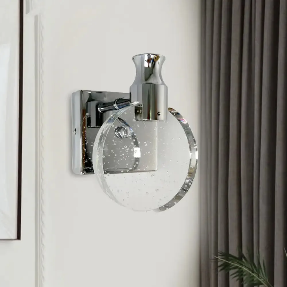 Contemporary Crystal LED Circle Wall Sconce Light for Living Room - Silver