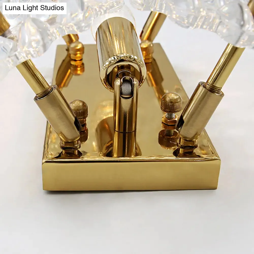 Contemporary Gold Wall Lamp with Clear Crystal, Oval Shape & 1 Bulb, Perfect for Hallways