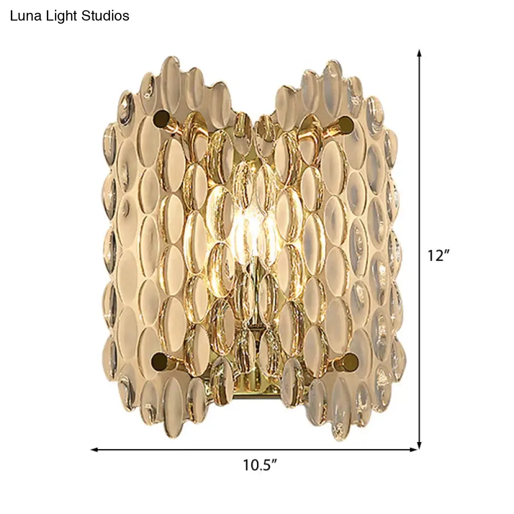 Contemporary Gold Wall Lamp with Clear Crystal, Oval Shape & 1 Bulb, Perfect for Hallways